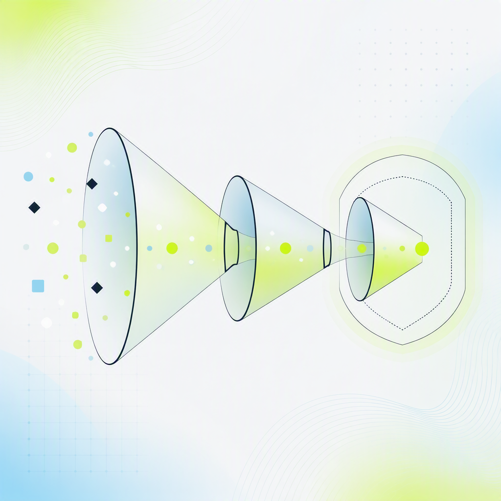 A three-stage funnel moving a strategy from backtest to paper trading to a guarded live account